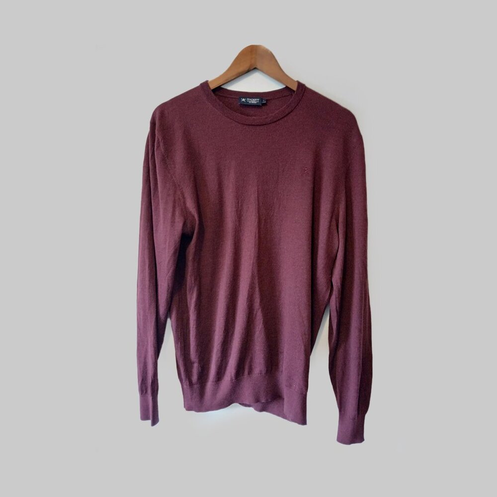 HACKETT - 100% Merino wool burgundy sweater - Sz L (fits M)